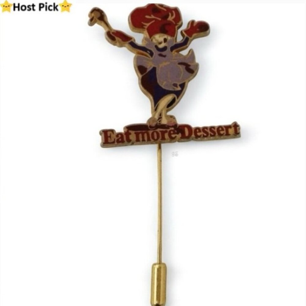 Vtg 2004 Red Hat Society “Eat More Dessert” Stick Pin – Whimsical Collectible